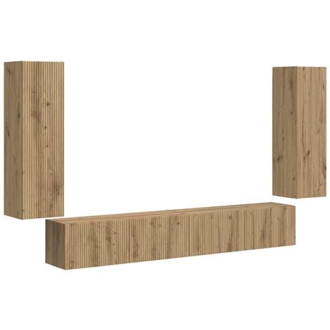 Set di Mobiletto da TV a Parete 4 pcs Rovere artigianale - Foto 1