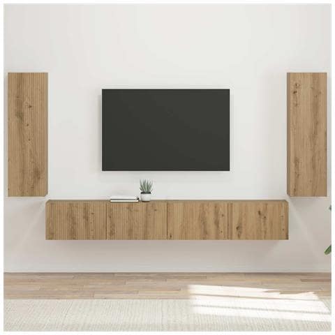 Set di Mobiletto da TV a Parete 4 pcs Rovere artigianale - Foto 2