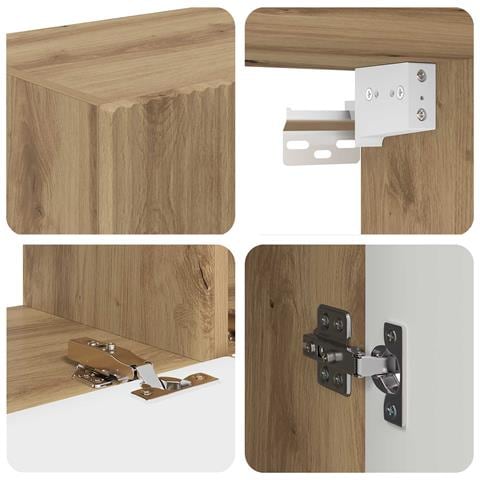 Set di Mobiletto da TV a Parete 4 pcs Rovere artigianale - Foto 9