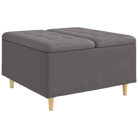 Pouf contenitore Grigio 80 x 80 x 45 cm Pelle sintetica - Foto 1