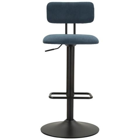 Set 2 Sgabelli Bar Light Navy Blu Con Schienale, Struttura Nera Regolabili In Altezza - Foto 2
