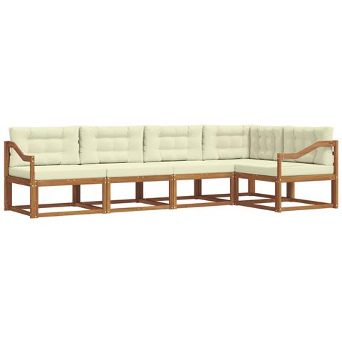 Set di divani da esterno con cuscino 5 pcs Naturale e Crema - Foto 1