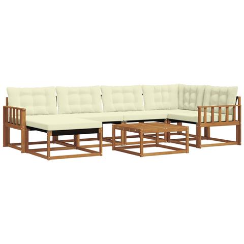Set di divani da esterno con cuscino 19 pcs Naturale e Crema - Foto 1