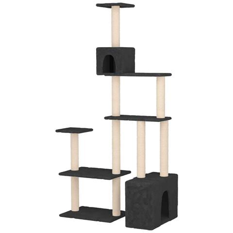 Albero per gatti con pali per graffiare in sisal Grigio Scuro - Foto 1