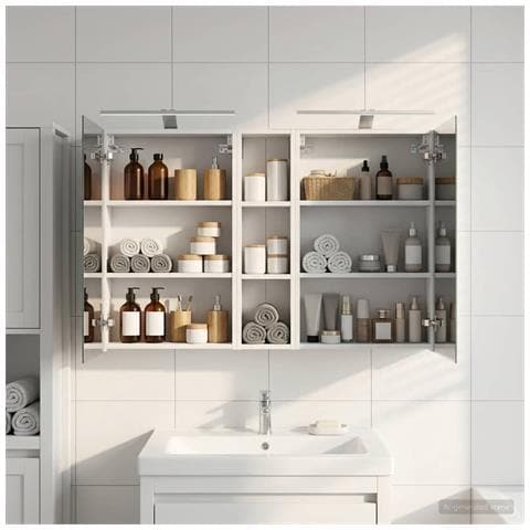 Set di Armadi da Bagno con lo scaffale 3 pcs 120 x 14,5 x 70 cm - Foto 2