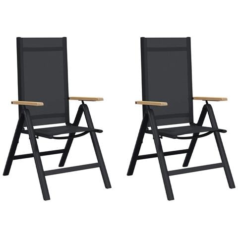 Sedie da giardino reclinabili 2 pcs Nero 58 x 73 x 111,5 cm - Foto 1