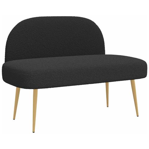 Panchina imbottita con schienale Nero 110 x 60 x 76 cm Bouclé - Foto 1