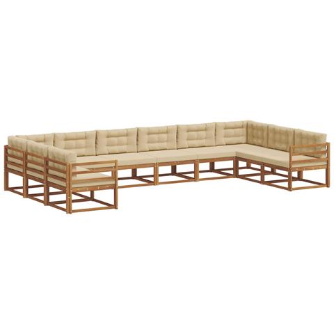 Set di divani da esterno con cuscino 10 pcs Naturale e Beige - Foto 1