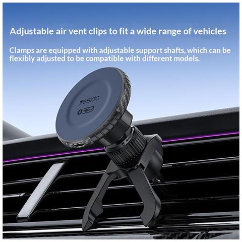Caricatore Wireless Auto per Apple iPhone 12-17 - Black Soporte - Nero, 15W - Foto 4
