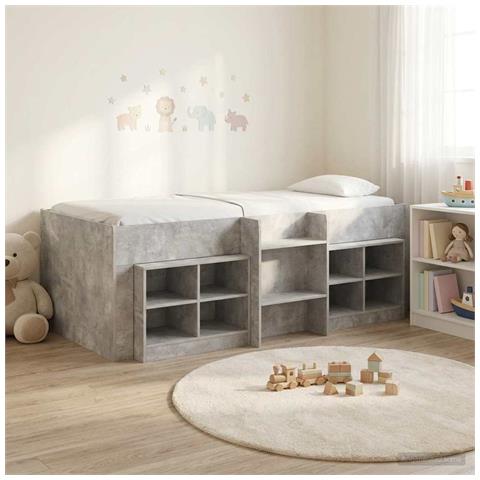Struttura Letto Loft con Mobile 3 pz Grigio Cemento - Foto 2