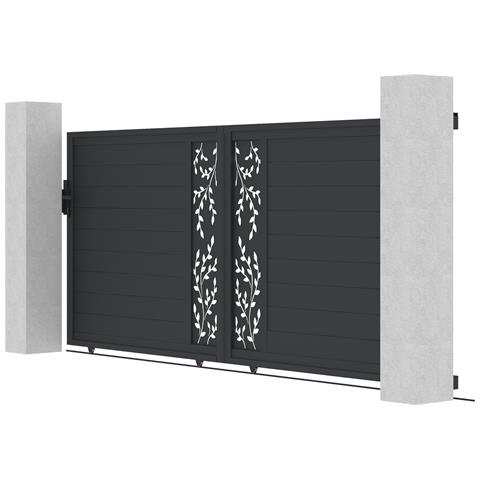 Cancello Scorrevole Folya Da 4 M, Alto 160 Cm, In Alluminio Grigio + 2 Montanti + Motore Ranger C300 - Foto 2