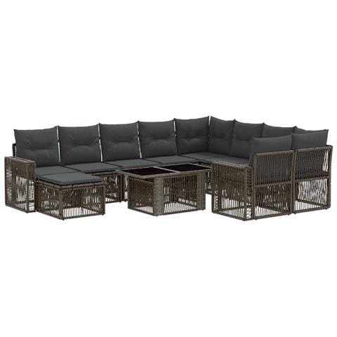 Set Divano da Giardino 11 pz Grigio e Grigio Scuro polyrattan - Foto 1