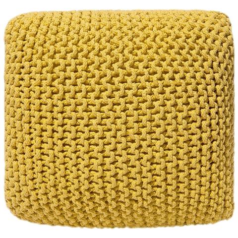 Pouf Poggiapiedi In Tessuto Giallo 50 X 50 X 31 Cm Conrad - Foto 1