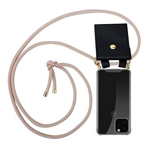 Custodia Collana Per Apple Iphone 11 (xi) In Or Rosato A Perla Case A Tracolla - Cover Laccio Per Il Collo In Silicone Trasparente Con Anelli Ori, Cordino E Borsello Rimovibile - Foto 1