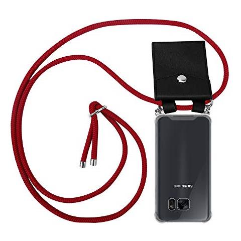 Catena Di Telefoni Cellulari Compatibile Con Samsung Galaxy S7 In Rosso Rubino - Coperchio Protettivo In Silicone Con Anelli D'argento, Cinturino In Corda E Custodia Staccabile - Foto 1