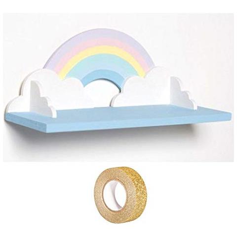 Mensola In Legno Arcobaleno 40 Cm + Washi Tape Dorato 5 M - Foto 2