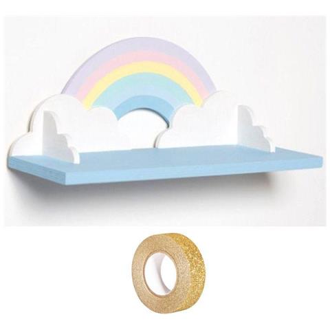 Mensola In Legno Arcobaleno 40 Cm + Washi Tape Dorato 5 M - Foto 4