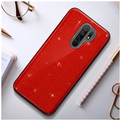 Cover Xiaomi Redmi 9 Semi-rigida Con Paillette Amovibili Rosso - Foto 6