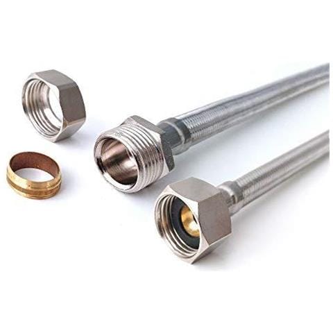 Xcel Casa 2 X 500mm X 12 Bsp Pipes 15 Millimetri Di Compressione Monoblocco Tap Connettori Cucina Bacino Flexi - Foto 1