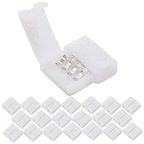 20 Pack 4-pin Rgb Pbc Connettore Led Light Strip 10mm Gapless Striscia A Striscia Adattatore Senza Saldatura Per Smd 5050 Led Multicolore - Foto 1