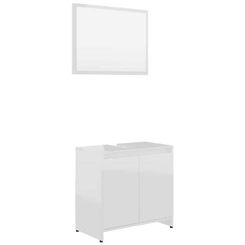 Set Mobili da Bagno Bianco Lucido in Legno Multistrato - Foto 1