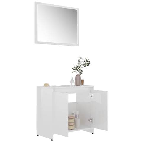 Set Mobili da Bagno Bianco Lucido in Legno Multistrato - Foto 10
