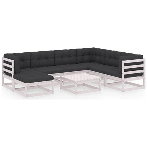 Set Divani Da Giardino 8 Pz Con Cuscini Legno Massello Di Pino - Foto 1