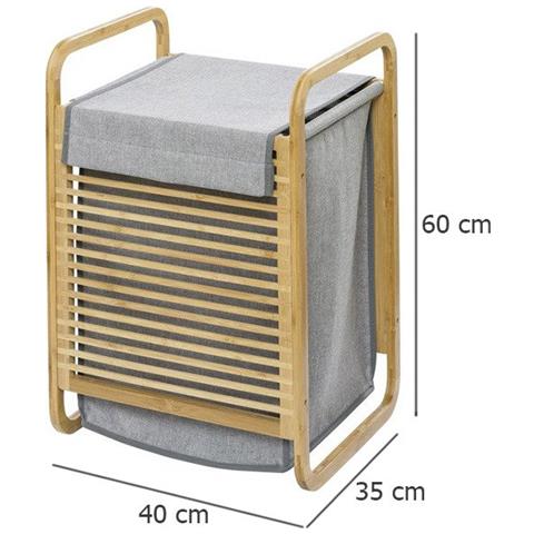 Contenitore Per Il Lavaggio Con Portapacchi E Manici In Bambù, 40 X 60 X 35 Cm - Foto 6