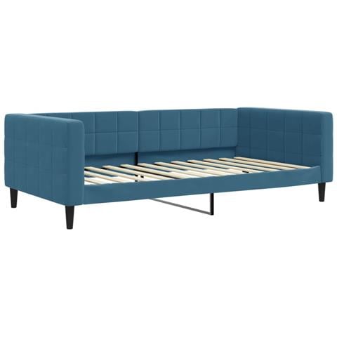 Divano Letto Con Materasso Blu 100x200 Cm In Velluto - Foto 2