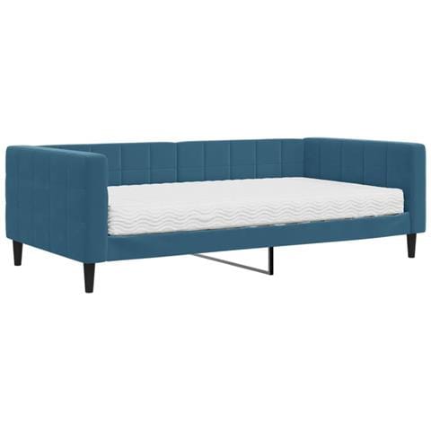 Divano Letto Con Materasso Blu 100x200 Cm In Velluto - Foto 1