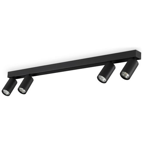 Plafoniera Contemporanea Profilo Metallo Nero 4 Luci Gu10 28w 3000k Ip20 - Foto 1