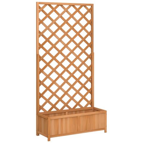 Fioriera Con Traliccio Marrone In Legno Massello Di Abete - Foto 2