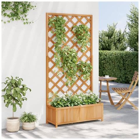 Fioriera Con Traliccio Marrone In Legno Massello Di Abete - Foto 3