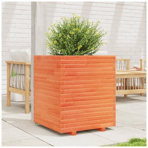 Fioriera Giardino Marrone Cera 60x60x72 Cm Legno Massello Pino - Foto 3
