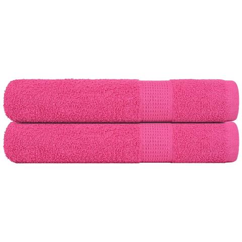 Asciugamani 2 Pz Rosa 100x200 Cm 360 G /m 100% Cotone - Foto 1