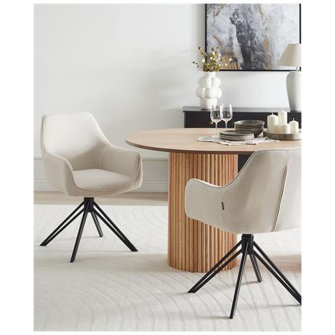 Set Di 2 Sedie Da Pranzo Jodar Tessuto Beige Chiaro - Foto 1