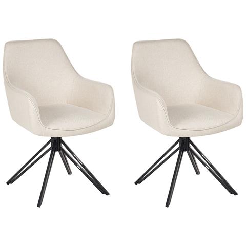 Set Di 2 Sedie Da Pranzo Jodar Tessuto Beige Chiaro - Foto 2