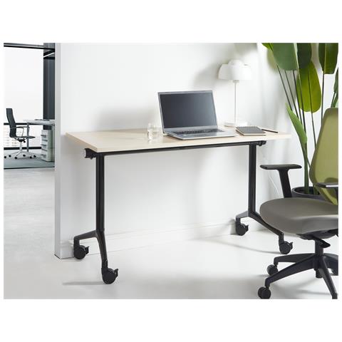Scrivania Pieghevole Cavi Marrone Chiaro 120 Cm 60 Cm Con Ruote - Foto 1