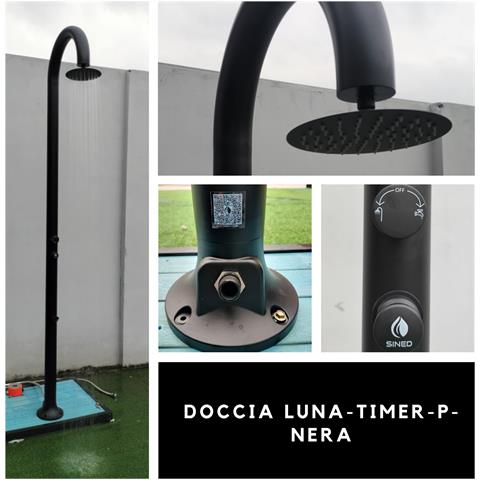 Luna Timer P Nera Doccia In Alluminio Doppio Attacco Acqua Fredda Laterale O Inferiore Su Un Unico Tubo Interno Doccia Acqua Fredda Temporizzata Con Soffione Lavapiedi E Miscelatore Nero - Foto 6
