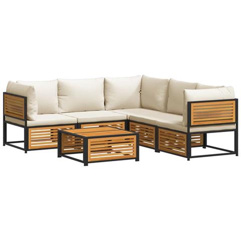 Set Divano da Giardino 6 pz con Cuscini in Massello di Acacia - Foto 1