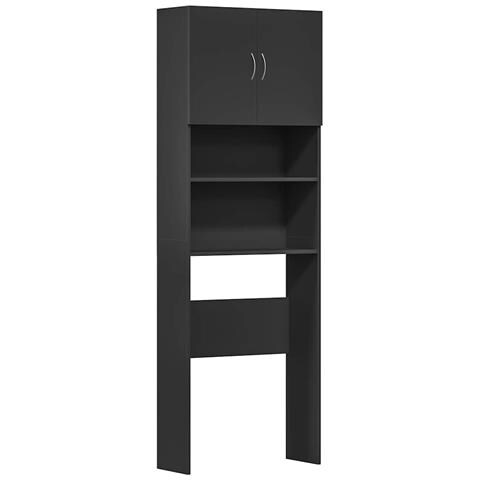 Mobile Lavatrice Nero 64x24x190 Cm In Legno Multistrato - Foto 2