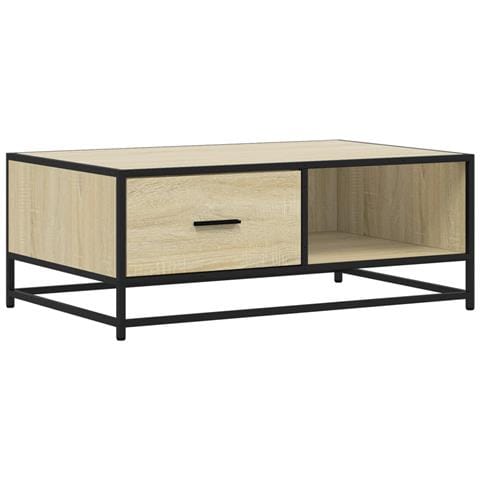 Tavolino Rovere Sonoma 90x57x35 Cm Legno Multistrato E Metallo - Foto 2