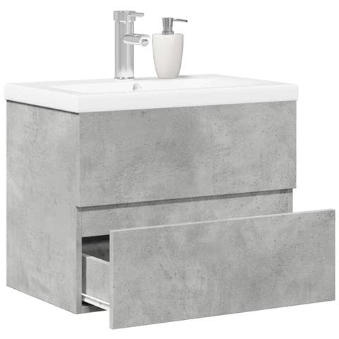 Set Mobili Da Bagno 2 Pz Grigio Cemento In Legno Multistrato - Foto 1