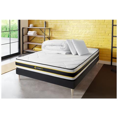 Pacchetto Letto Completo - Materasso 140x200cm + Box Spring Con Doghe (kit) + 2 Cuscini + Piumino - Flexy - Foto 1
