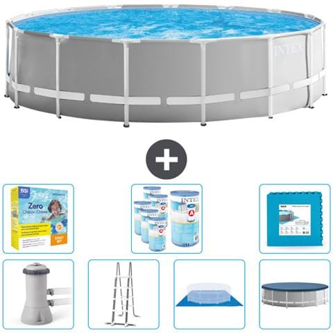 Piscina Fuori Terra - In Giro - 457x457x122 Cm - Grigio - Include Accessori Coordinati Cb48 - Foto 1