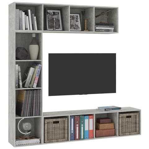 Lusso Casadino -  Set Mobili Libreria/porta Tv 3 Pz Grigio Cemento 180x30x180 Cm - Foto 2