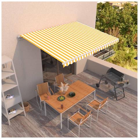 Lusso Casadino -  Tenda Da Sole Retrattile Manuale 450x350 Cm Gialla E Bianca - Foto 7