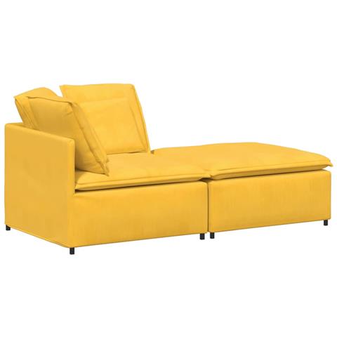 Divano Modulare con Poggiapiedi e Cuscini Giallo Chiaro - Foto 1