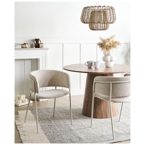 Set Di 2 Sedie Da Pranzo Springer Ciniglia Beige Chiaro - Foto 1