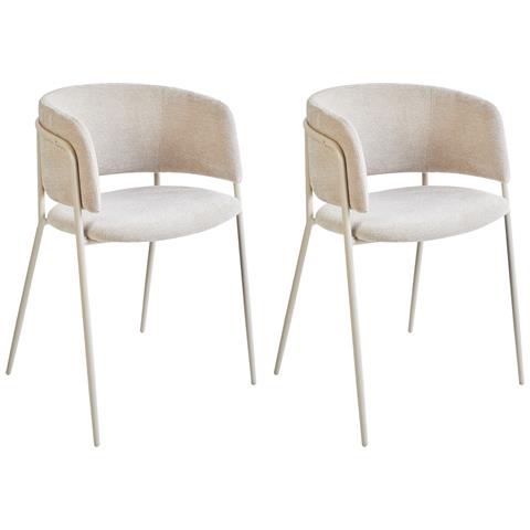 Set Di 2 Sedie Da Pranzo Springer Ciniglia Beige Chiaro - Foto 2